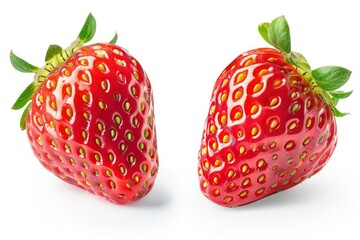 strawberries isolated on white background, clipping path, full depth of field - generative ai