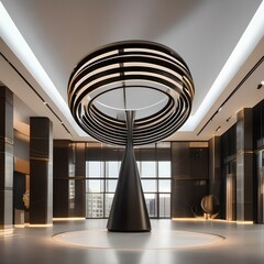 A modern sculpture composed of rotating elements, creating a hypnotic visual effect as they spin and turn, mesmerizing the viewer2