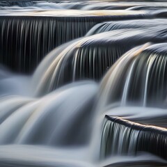 Dynamic shapes and patterns cascading down in a waterfall-like motion, creating a sense of movement5