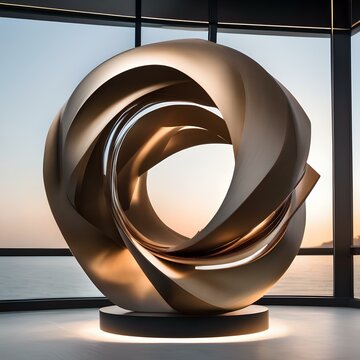 A modern sculpture composed of rotating elements, creating a hypnotic visual effect as they spin and turn, mesmerizing the viewer4