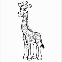 coloring pages or books for children, Cute and funny coloring page, simple cartoon illustration, outline picture for coloring kid book, illustration of giraffe