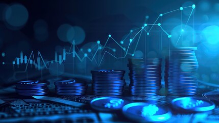 marketing finance business background and stack of coins