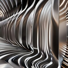 Sleek, metallic structures bending and flexing in a rhythmic dance of motion and light, reflecting their surroundings5