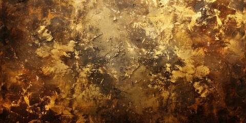 A painting of a wall with a gold and brown color scheme