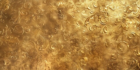 A gold leaf patterned wall with a gold leaf design