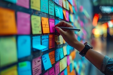 Calm and methodical decision-making with pastel-colored sticky notes