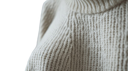 Ribbed Knit Sweater with Mock Neck - Transparent Background