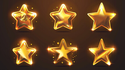 Golden Star on dark background, Illustration. - obrazy, fototapety, plakaty