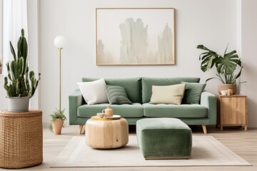 Stylish scandinavian interior of living room furniture architecture frame