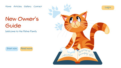 Modern vector concepts for website - guide for new cat owners