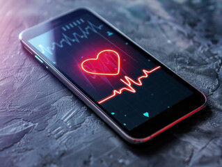 A phone with a heart rate line, symbolizing telehealth services