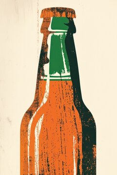 A beer bottle with flat drink green art.