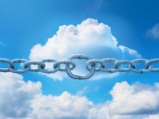 A cloud with a chain, symbolizing secure cloud storage or encrypted data