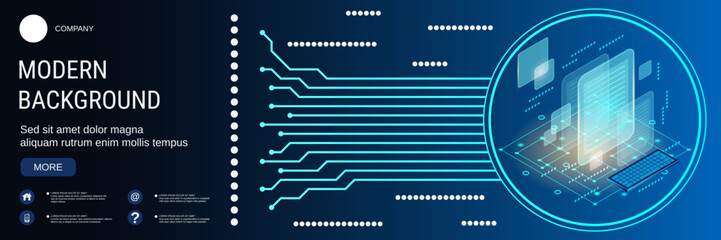 Modern business banner vector design template. Business documents flat 3d isometric vector concept illustration