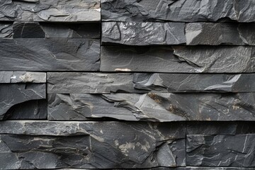 A black stone wall with a rough texture