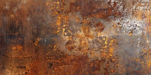 A rusty, old wall with a lot of paint peeling off