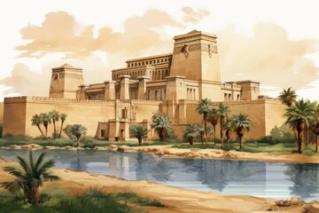 Obraz premium Ancient egypt palace architecture building mansion
