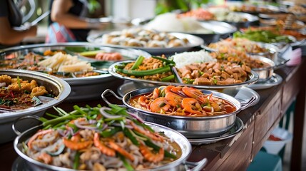Diverse Culinary Spread at an Exquisite Buffet