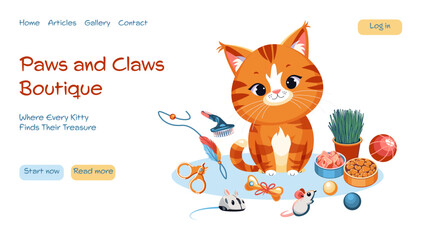 Modern vector concepts for website - cat accessories boutique