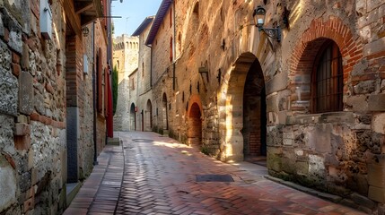 Fototapeta na wymiar San Gimignanos Medieval Grandeur A Tuscan Village Glowing at Dusk