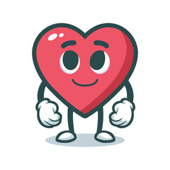 cute red heart kawaii cartoon character vector illustration template design