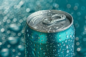 Aluminum can mockup. Background with selective focus and copy space for text