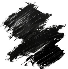 Black abstract brush strokes on transparent background