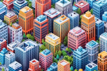 Obraz premium A cityscape with many buildings and trees