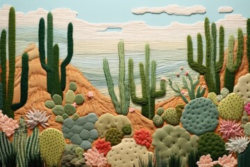 Minimal cactus on the dune landscape outdoors pattern.