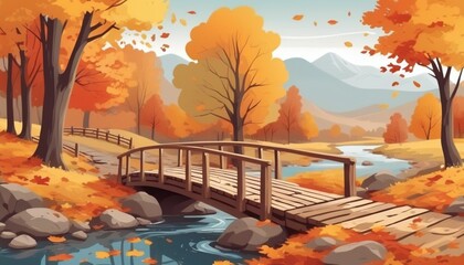 Surrounded by a forest ablaze with autumn colors, the bridge provides a peaceful spot to pause and soak in the sights and sounds of the season.