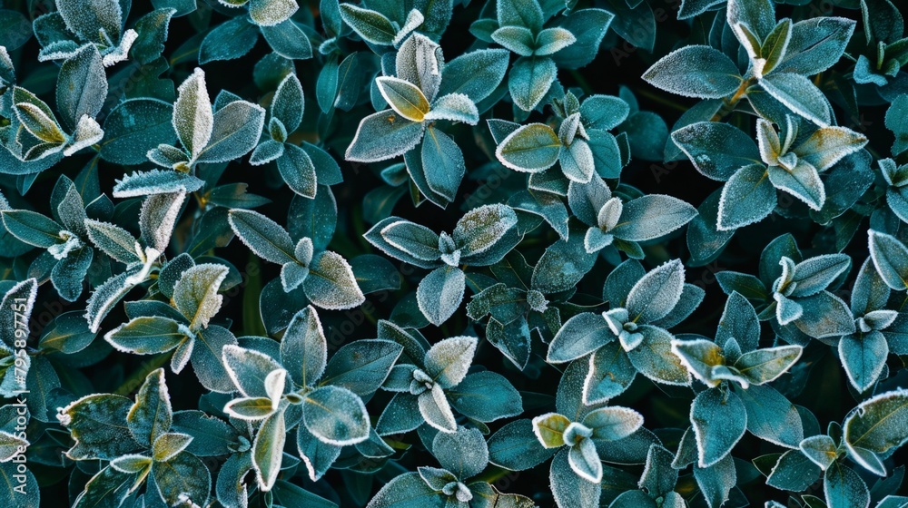 Poster Close-up of frost-covered plant