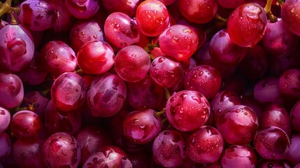 Obraz premium Red grapes with water drops