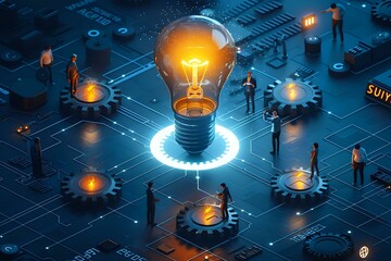 Isometric Art of Collaborative Progress and Collective Ideas