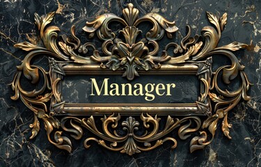 Dynamic banner: creative business card with the text manager on the background, the design element stands out for its fresh approach and originality, professional qualities