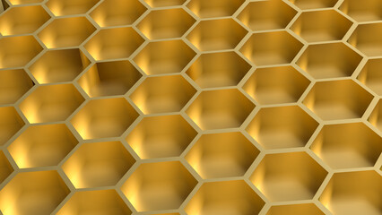 The hexagon or beehive pattern for Background concept 3d rendering.
