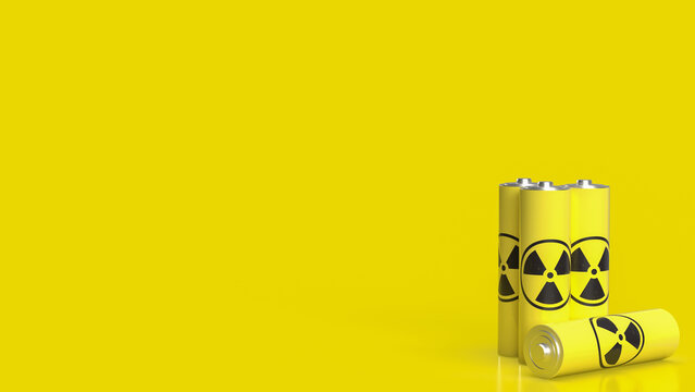 The nuclear battery text on Chinese flag for technology concept 3d rendering.