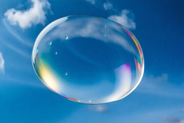 Step into the world of transparent background images with an HD photograph of a floating soap bubble, displaying vibrant colors against a clear sky
