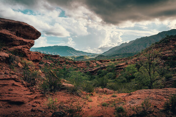 Cloudy sandstone landscape
