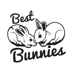 BUNNIES ILLUSTRATION TWO RABBITS LOGO