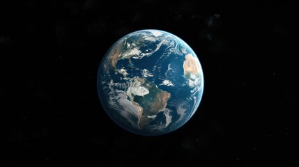 Planet Earth half night and half day with city lights and clouds in space, ai generated