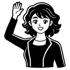 girl with a hand raise vector illustration