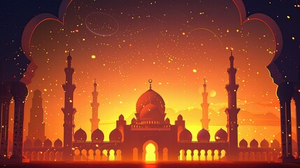 Eid al Adha Mubarak Holiday Background. Vector Illustration AI generated