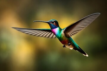 Witness the beauty of transparency in an HD image capturing a graceful hummingbird in mid-flight, set against a clear and unobtrusive background