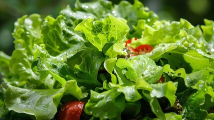 Fresh salad with crisp lettuce and juicy tomatoes