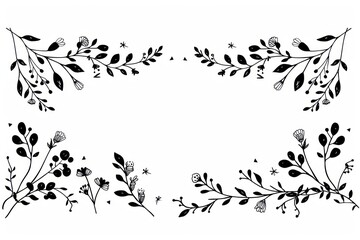 Divider doodle of floral pattern drawing sketch.