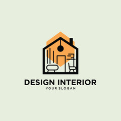home interior, minimalist furniture logo design template, interior logo