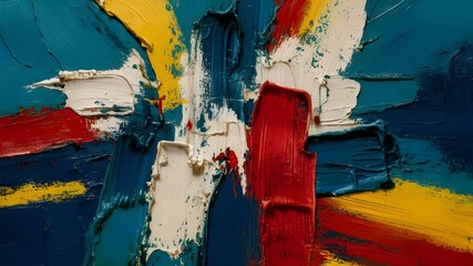 abstract oil paint brush strokes, yellow, red, blue, green, rough texture, oil on canvas, abstract art background