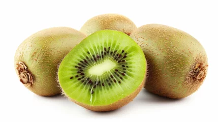 Plexiglas foto achterwand One kiwi fruit sliced in half on the ground © 2rogan