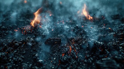 This photo features a detailed view of a fire blazing in the middle of the night, illuminating the darkness.