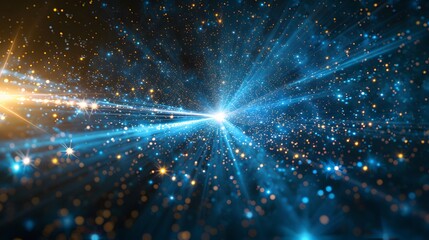 Obraz premium Abstract Sci-fi Space Particle Moving Wallpaper, Background Design. For Design, Background, Cover, Poster, Banner, PPT, KV design, Wallpaper